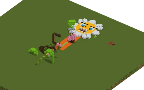 flower run by BigStarKitKat, a Minecraft parkour map of red terracotta, white concrete and dark oak logs