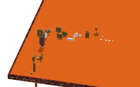Lava Run! by Rboio11, a Minecraft parkour map of oak logs, bricks and end rods