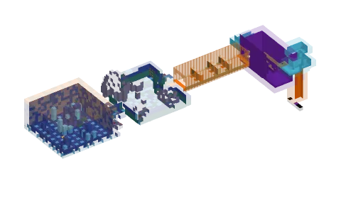 Escaping Rooms #1 by QuantumExpert, a Minecraft parkour map of blue glazed terracotta, purple concrete and light blue terracotta
