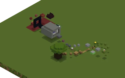 Trip? by patches1986, a Minecraft parkour map of tuff, dark oak leaves and netherrack