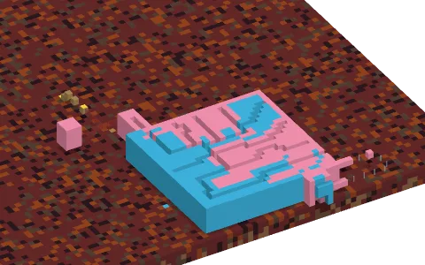 the maze by Timhoogkamer, a Minecraft parkour map of pink wool and light blue wool